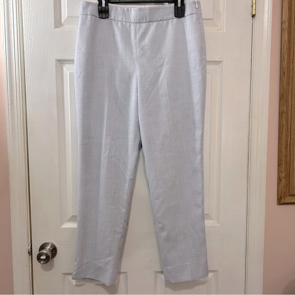Talbots Career Pants Women's Fully Lined Straight Leg Blue White Sz 10 Side Zip - Picture 1 of 8